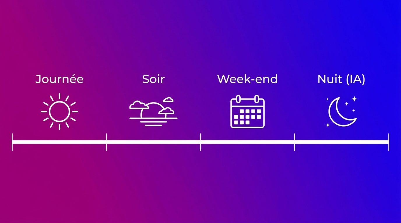 Couverture d'un chat externalisé : journée, soir, week-end et IA la nuit
