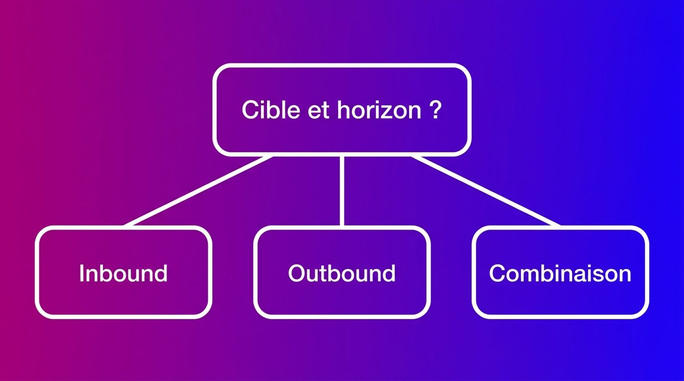 Aide au choix entre inbound, outbound et une combinaison selon la cible et l'horizon