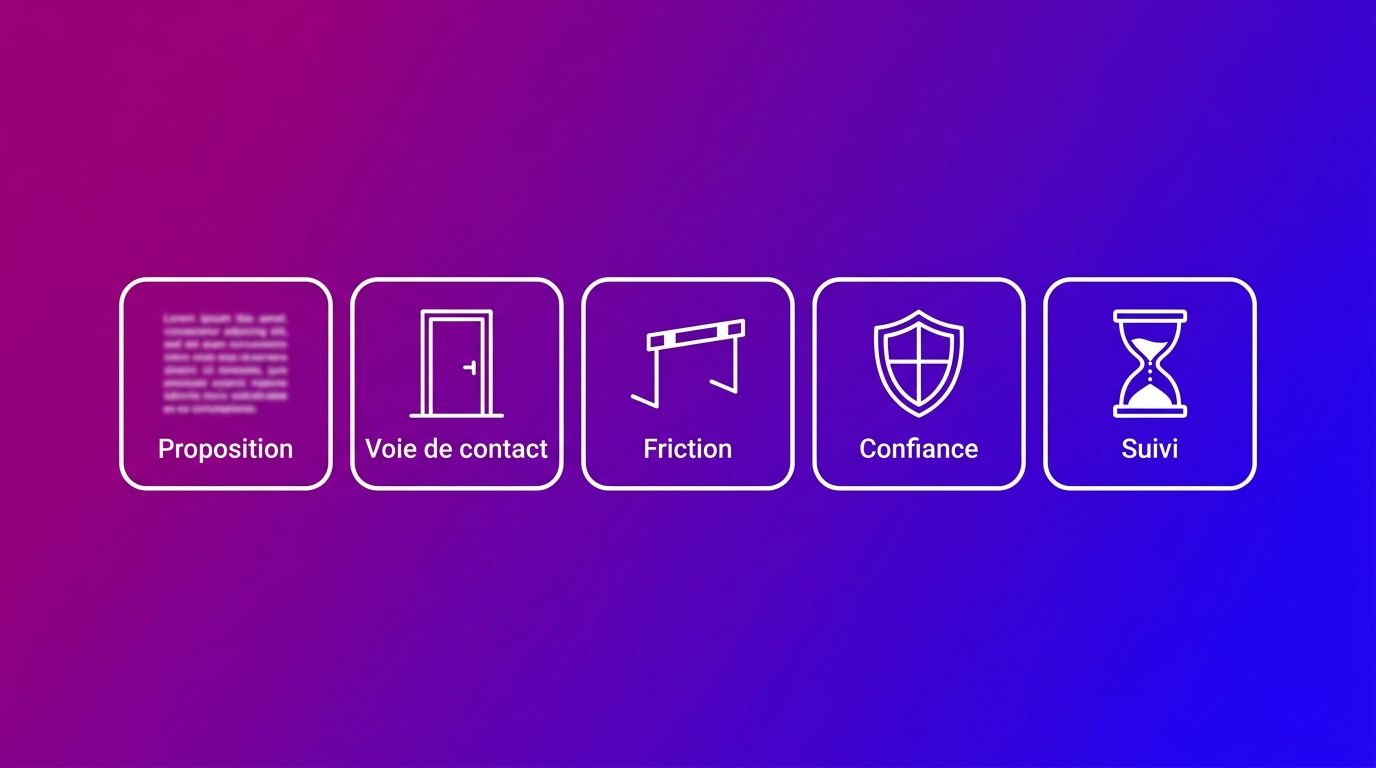 Les cinq endroits où les visiteurs d'un site décrochent : proposition, voie de contact, friction, confiance et suivi