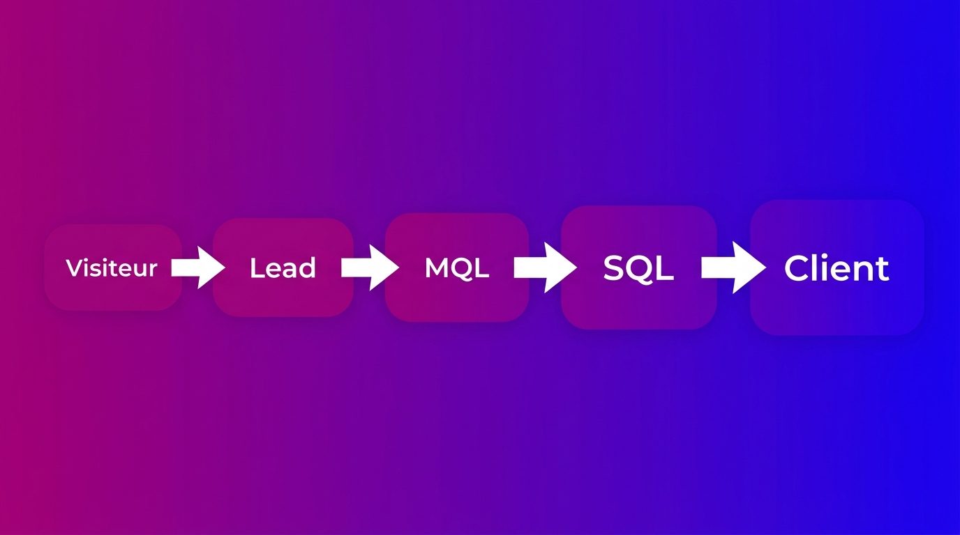 Le parcours du visiteur au client, via le lead, le MQL et le SQL